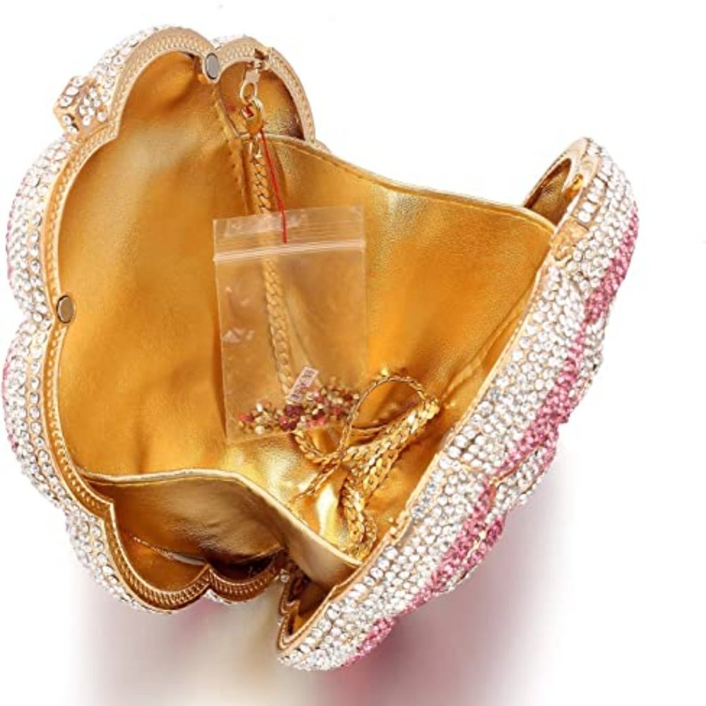 NEW Sparkling Bling Crystal Rhinestone Flower Clutch Purse: Pink + FREE … - Picture 4 of 5